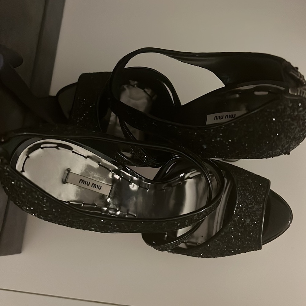 Black Miu Miu Perfect Condition Platform High Hee… - image 2